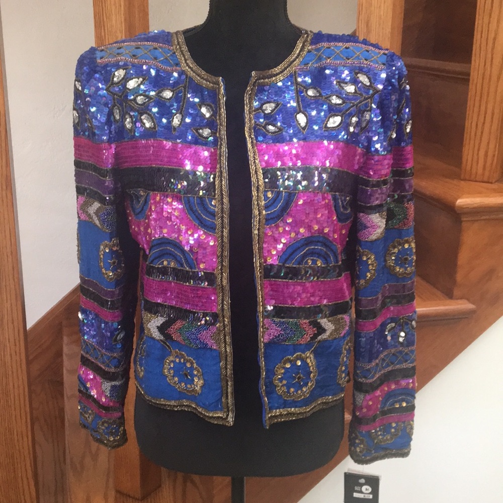 Vintage Leslie Fay Beaded Sequin Evening Jacket
